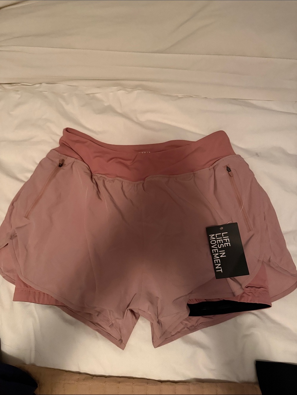 Women’s Dusty Pink Layered Athletic Shorts with High Waist